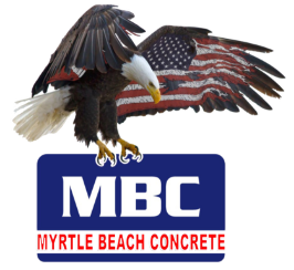 Myrtle Beach Concrete Logo of a bald eagle with an American flag wing