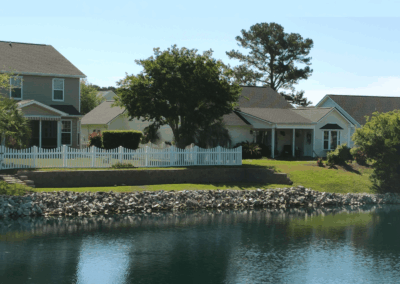 Stone and concrete retaining wall in a waterside community in Myrtle Beach, South Carolina